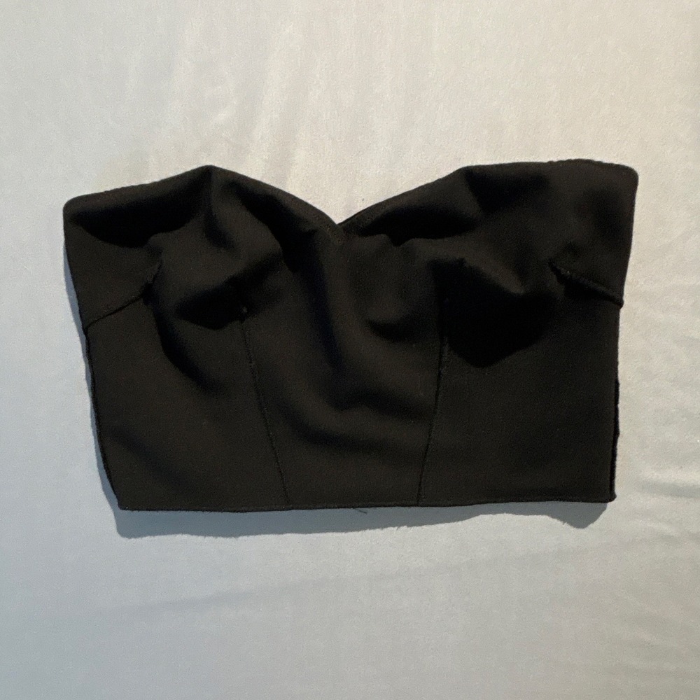 Urban Outfitters Womens Black Strapless Sweetheart Corset Crop Top Size M Zip Up
